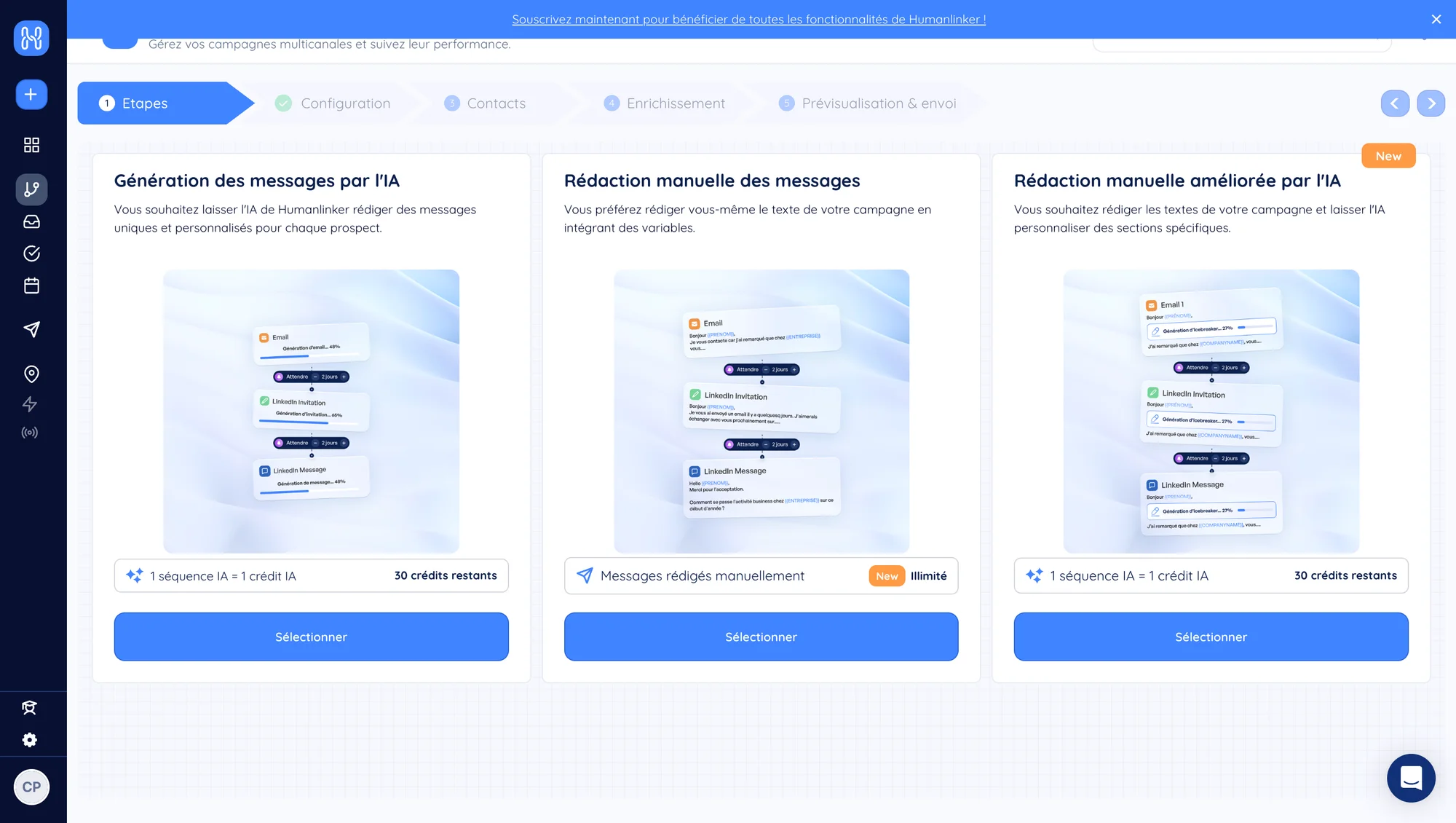 rédiger un message de prospection avec humanlinker