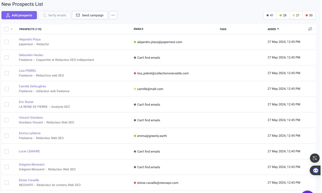 Liste de prospects Waalaxy prospection LinkedIn