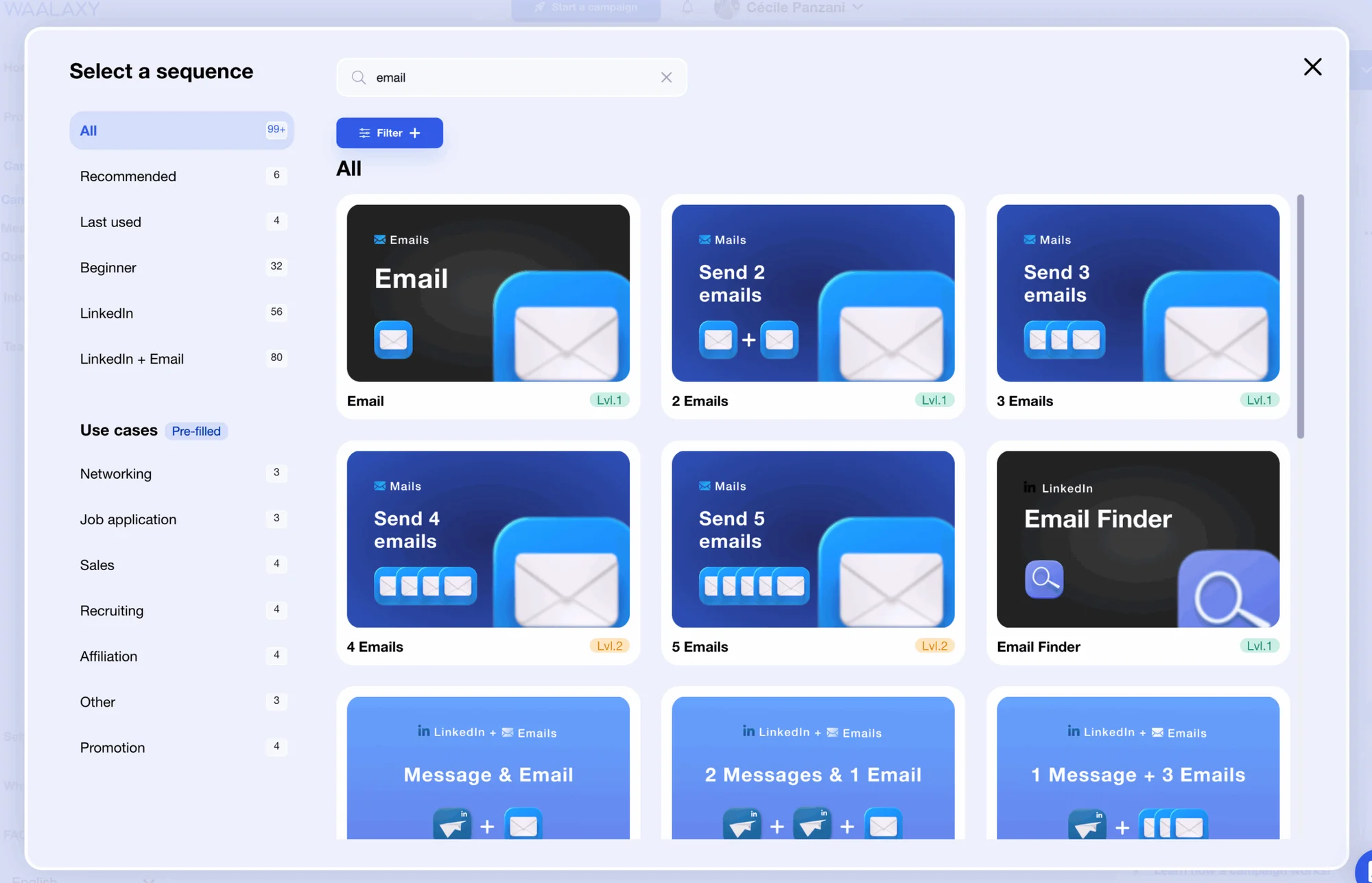 Sélection séquences email Waalaxy