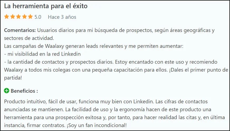 Opiniones de clientes de Waalaxy