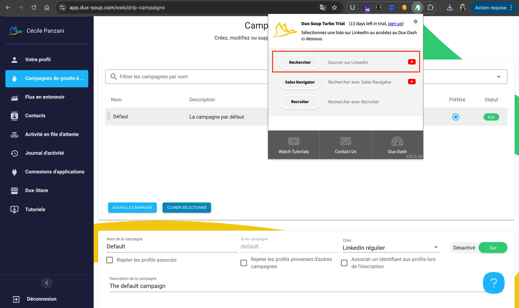 LinkedIn automation with dux-soup