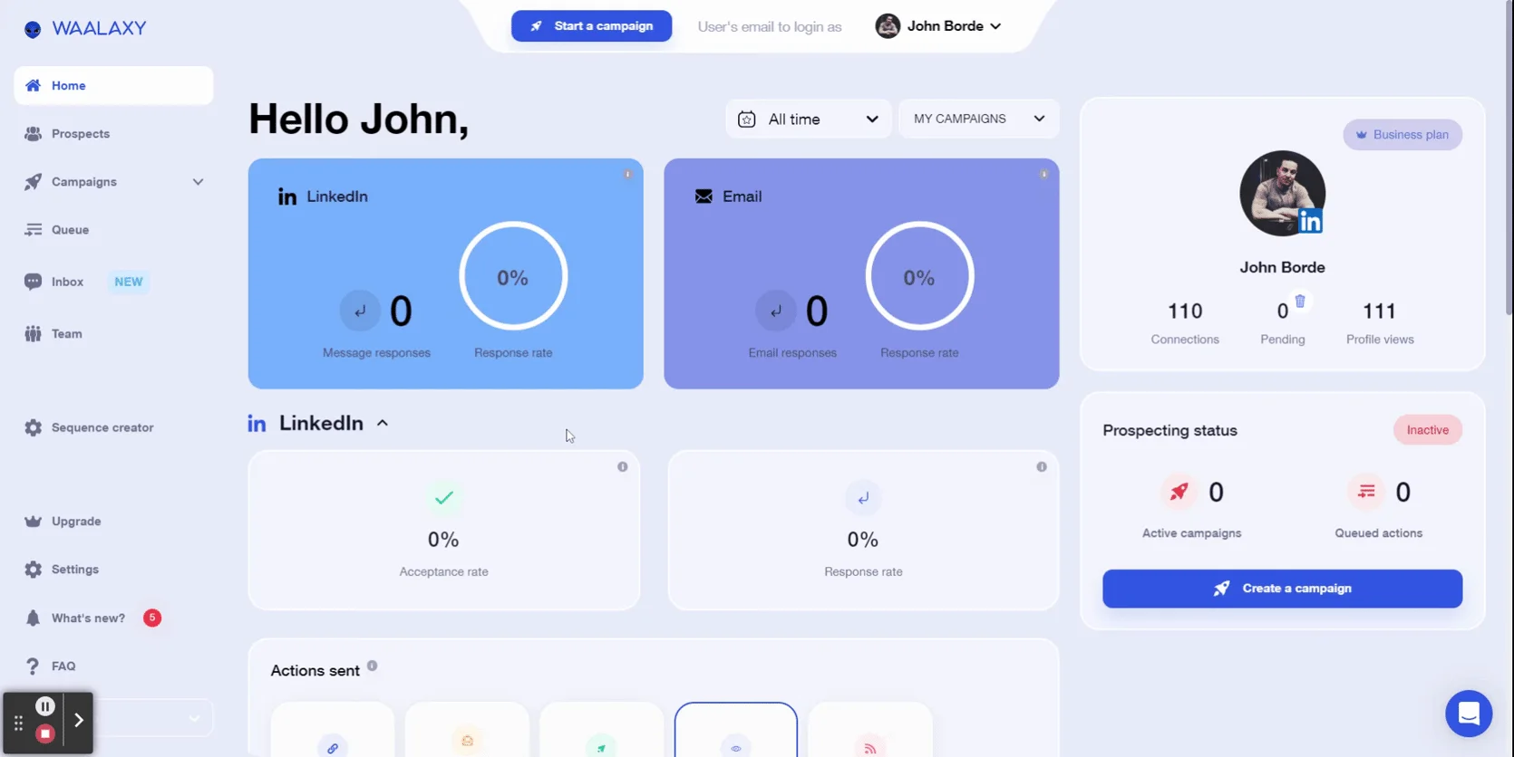 Manage your team on Waalaxy