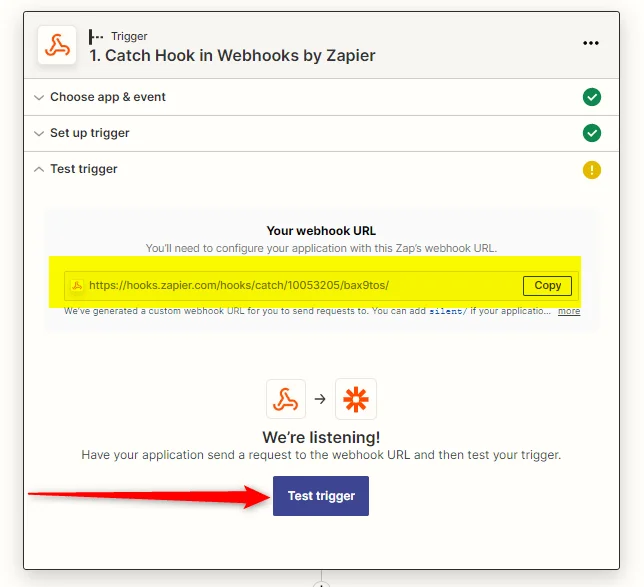 complete settings on Zapier