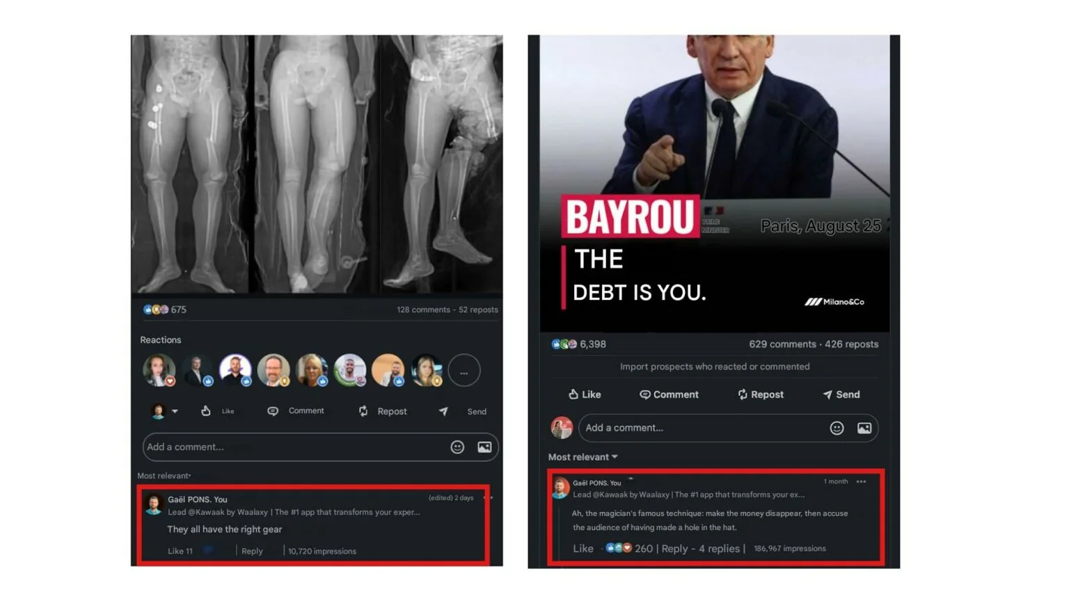 Example of LinkedIn comments automation with Kawaak