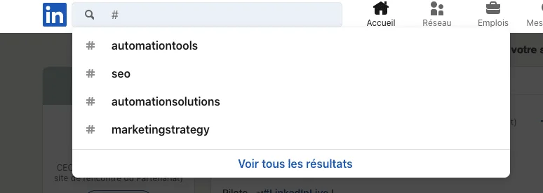LinkedIn recherche hashtags automation tools