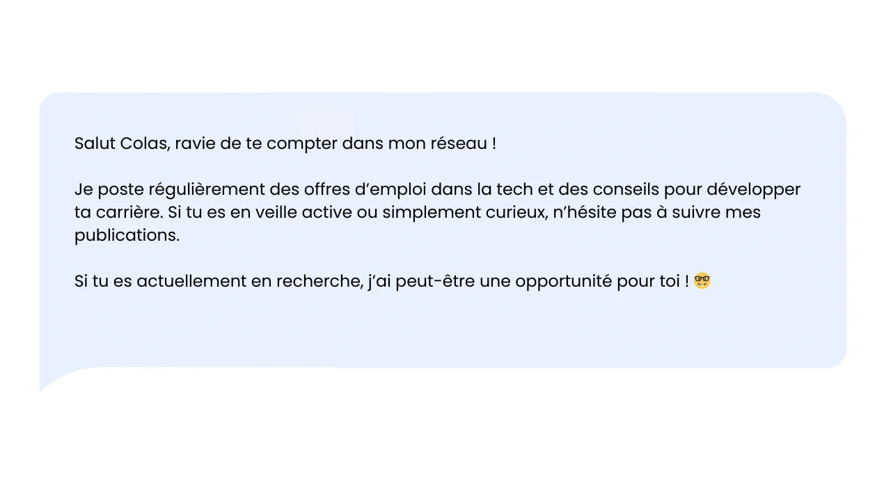 Message bienvenue réseau Waalaxy