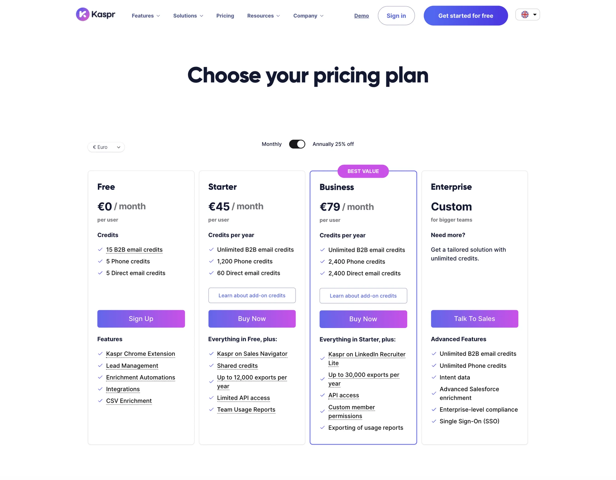 Kaspr cost and pricing