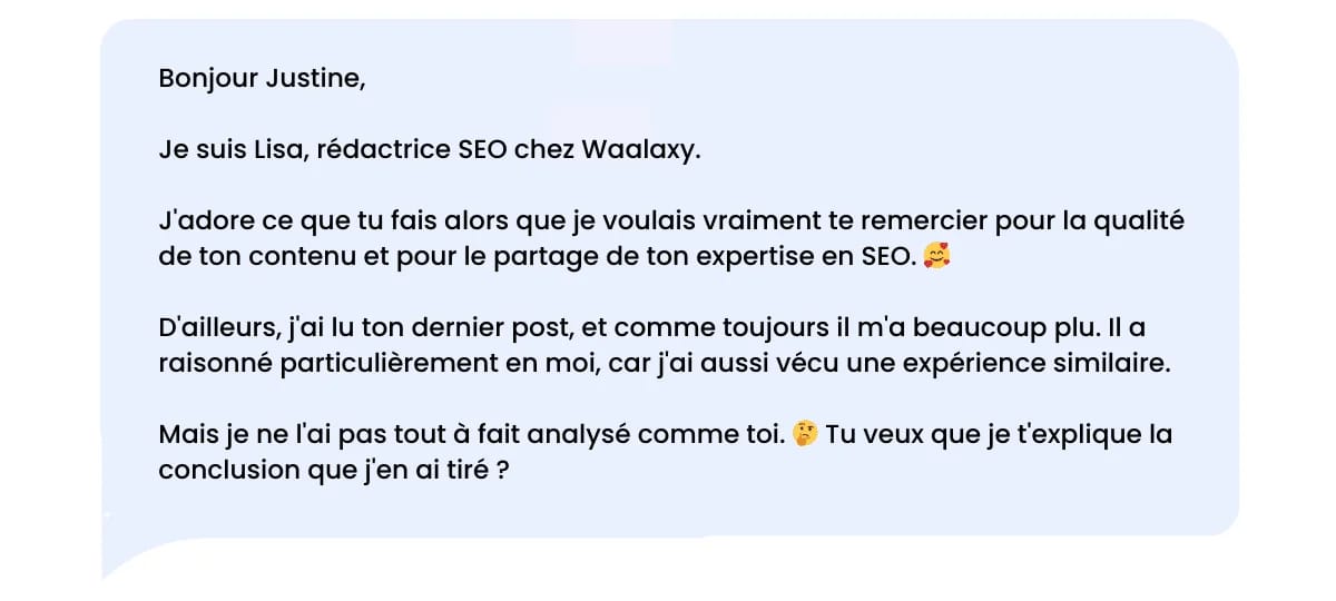 LinkedIn bedankbericht na het lezen van relevante content op LinkedIn.