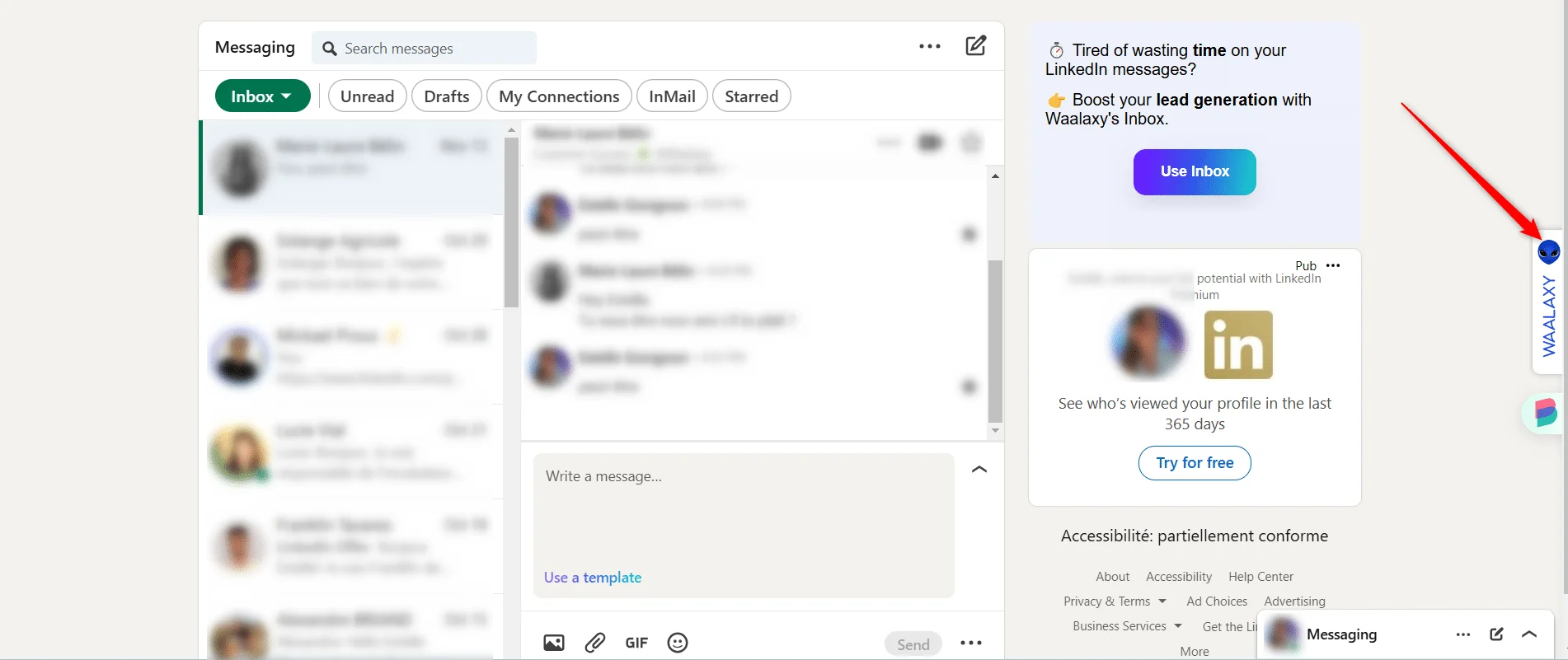 Waalaxy Inbox on LinkedIn