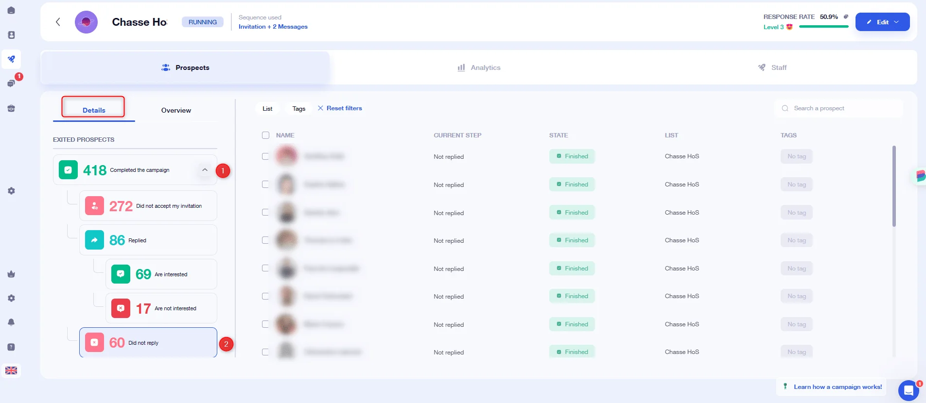 Identify prospects who haven't responded