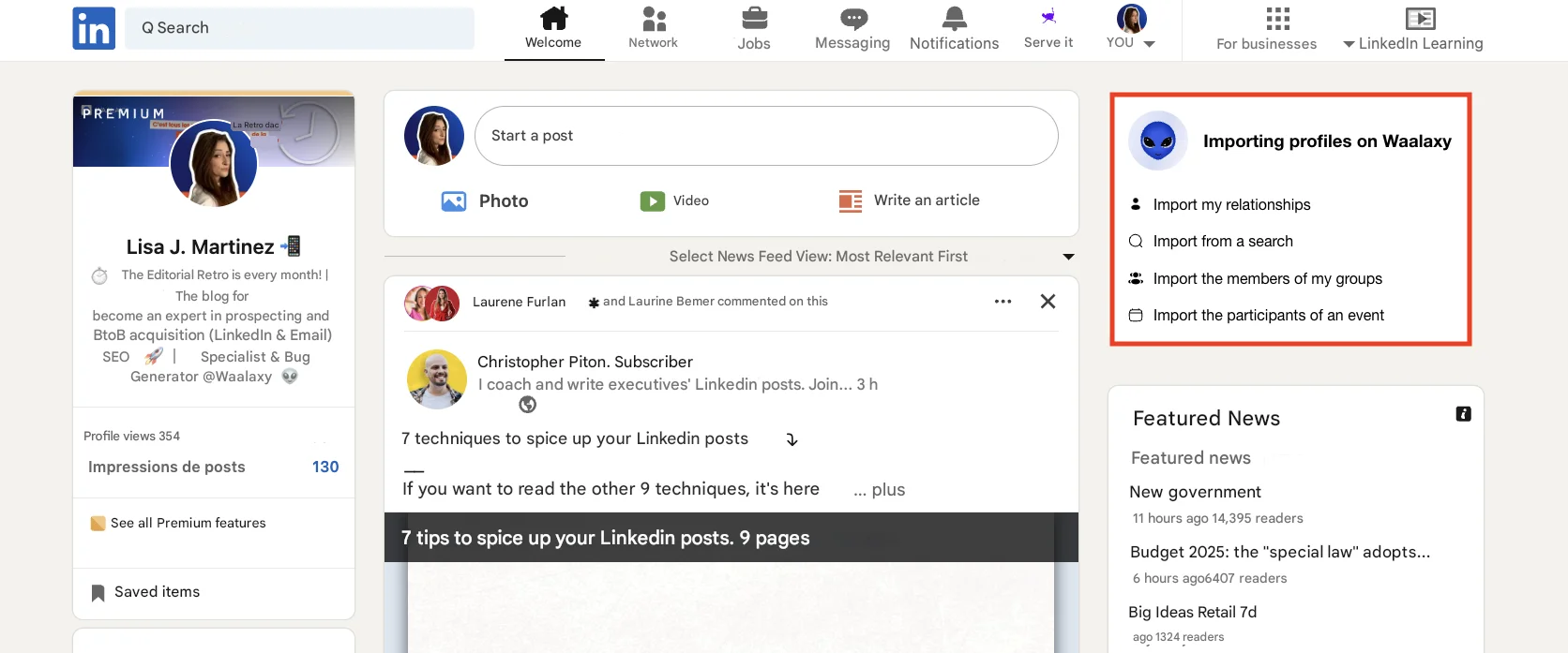 Je prospects automatisch vanuit LinkedIn importeren in Waalaxy