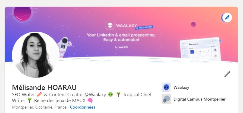 Profil LinkedIn Waalaxy prospection