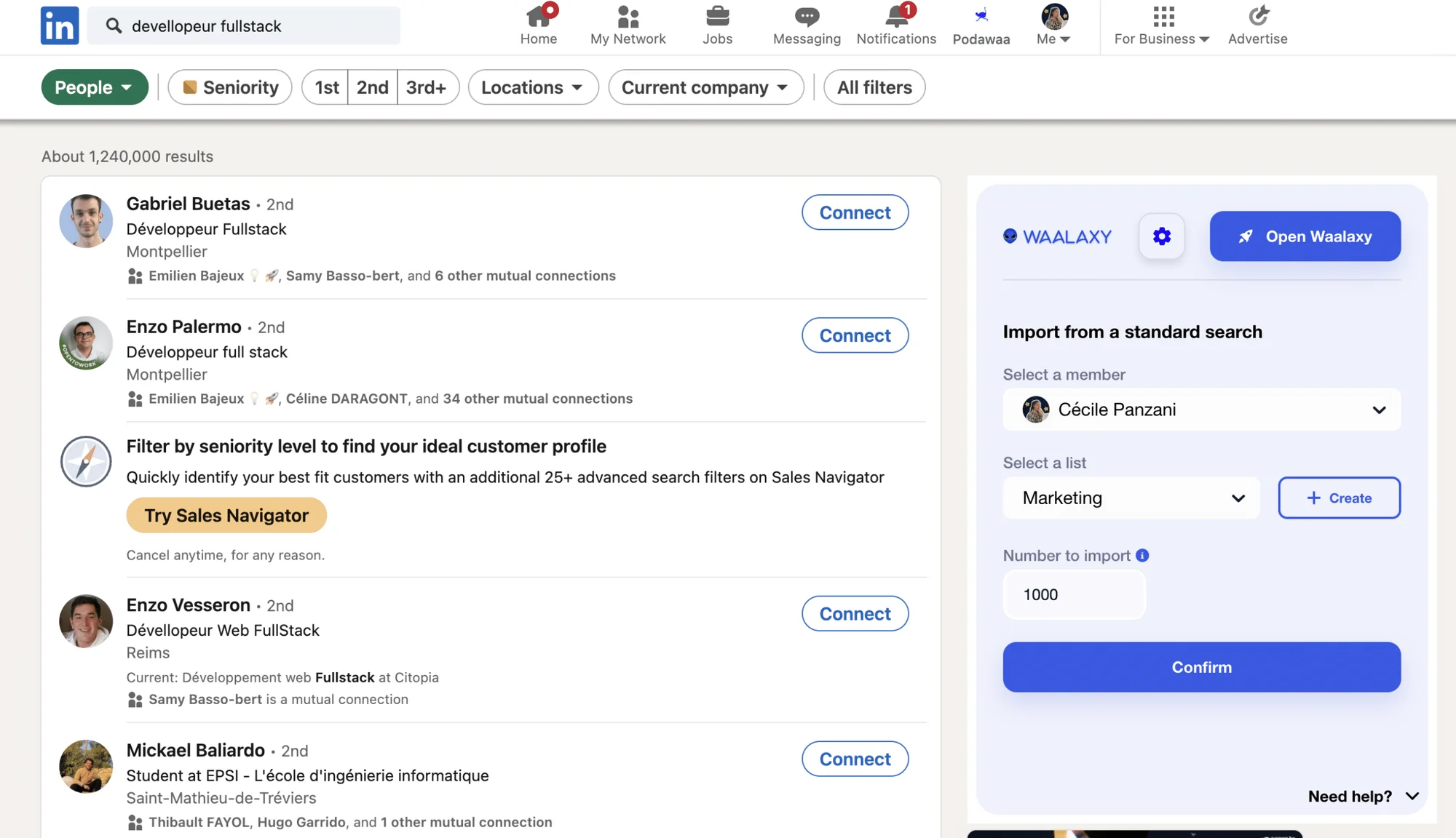 Target audiences in LinkedIn search