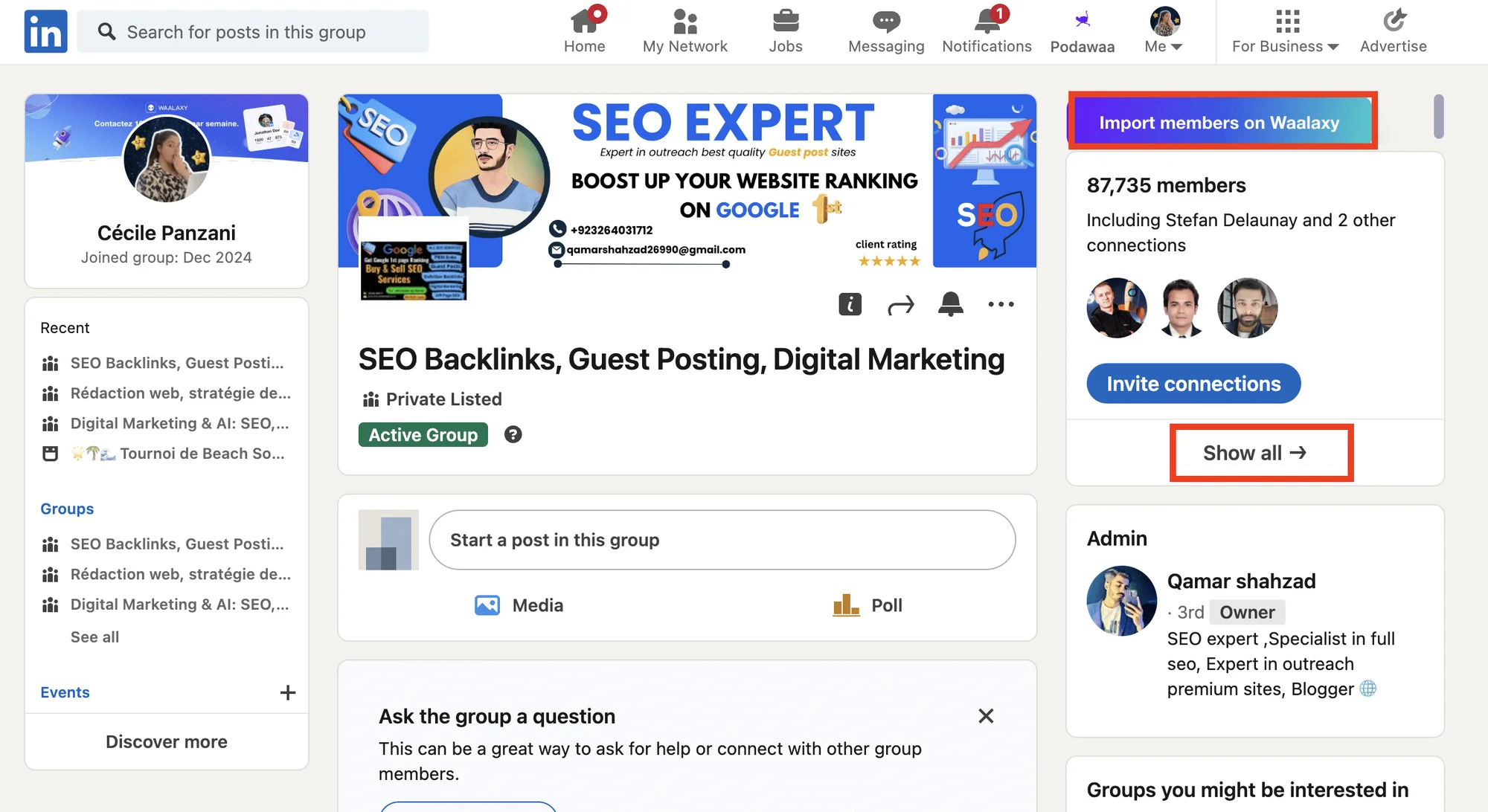 Target audiences in LinkedIn groups