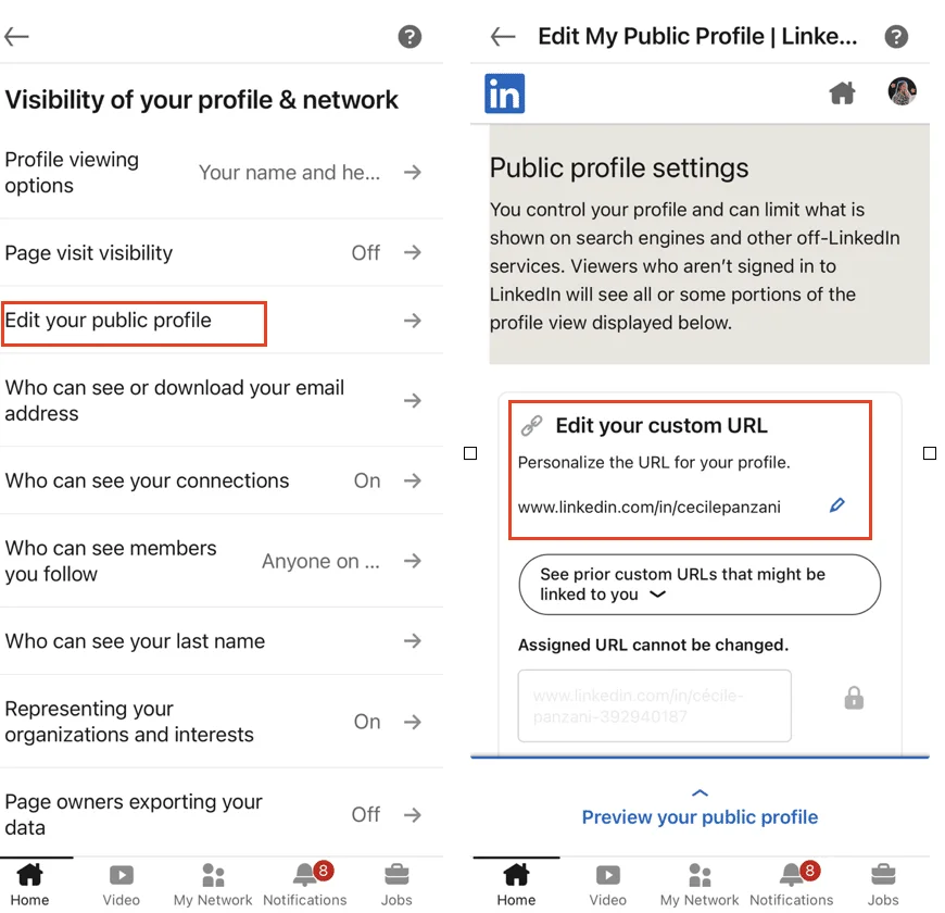 Paramètres visibilité profil LinkedIn