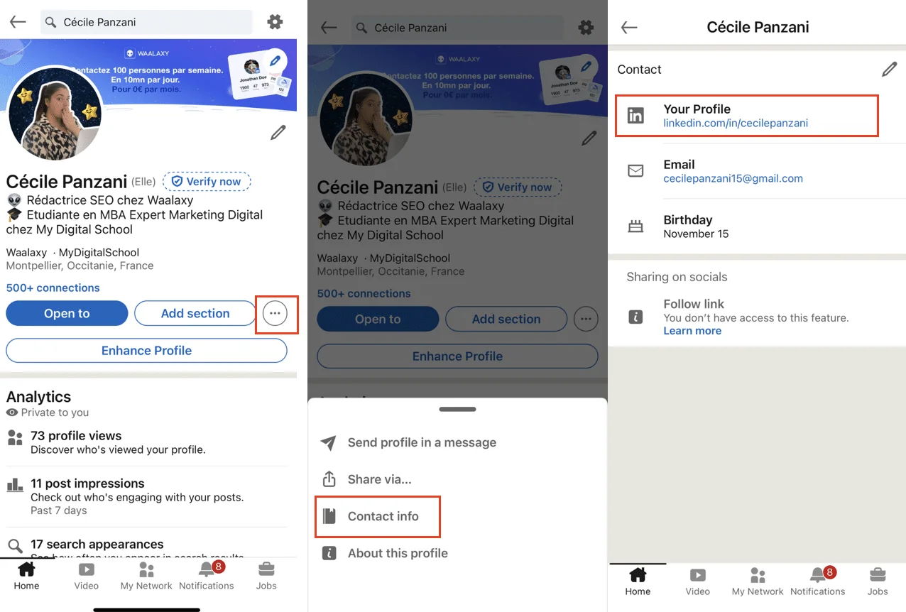 Profil LinkedIn Cécile Panzani Waalaxy