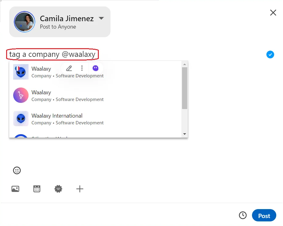 Tag company Waalaxy LinkedIn