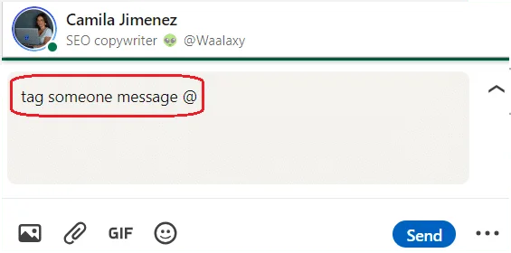 Interface mention utilisateur Waalaxy