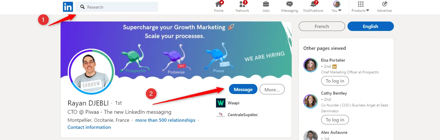 envoyer message linkedin