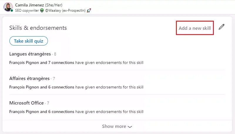 add new skill on how to endorse on LinkedIn profile