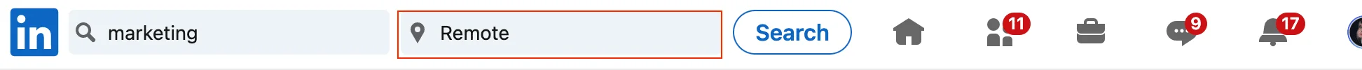 LinkedIn jobs remote filter