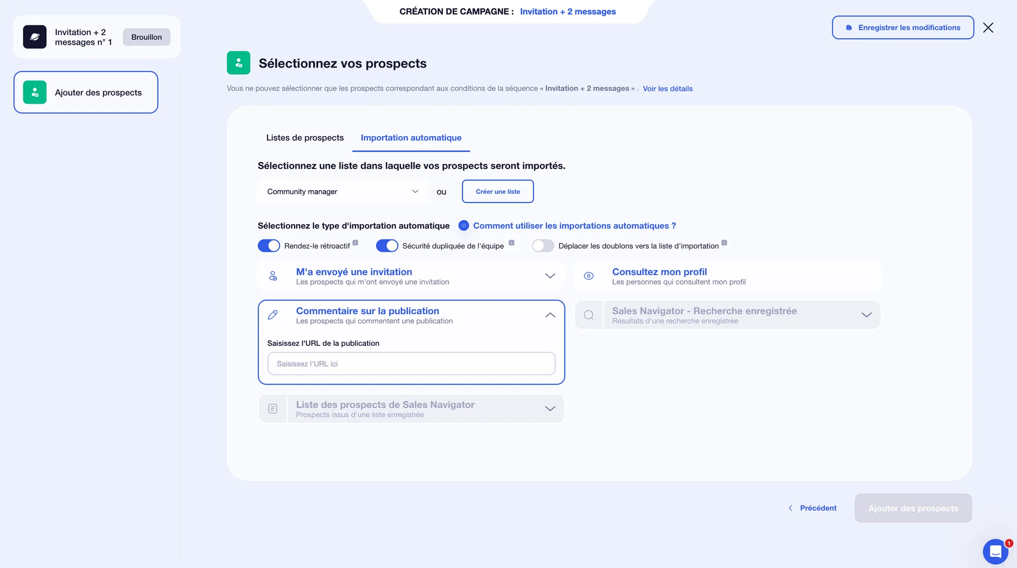 importation des prospects avec waalaxy