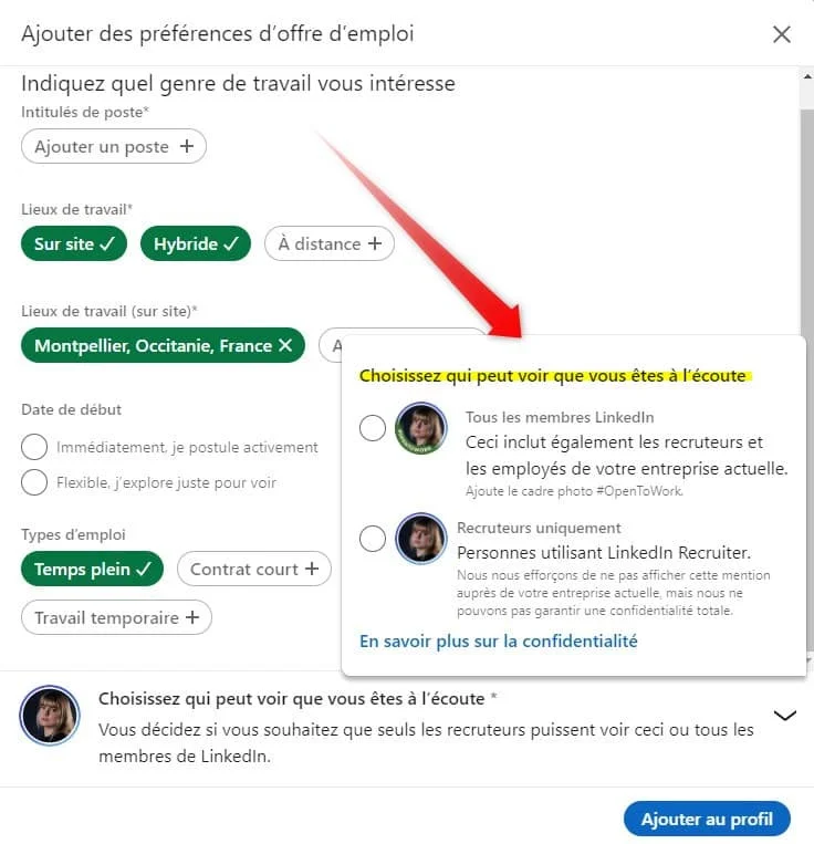 LinkedIn open to work