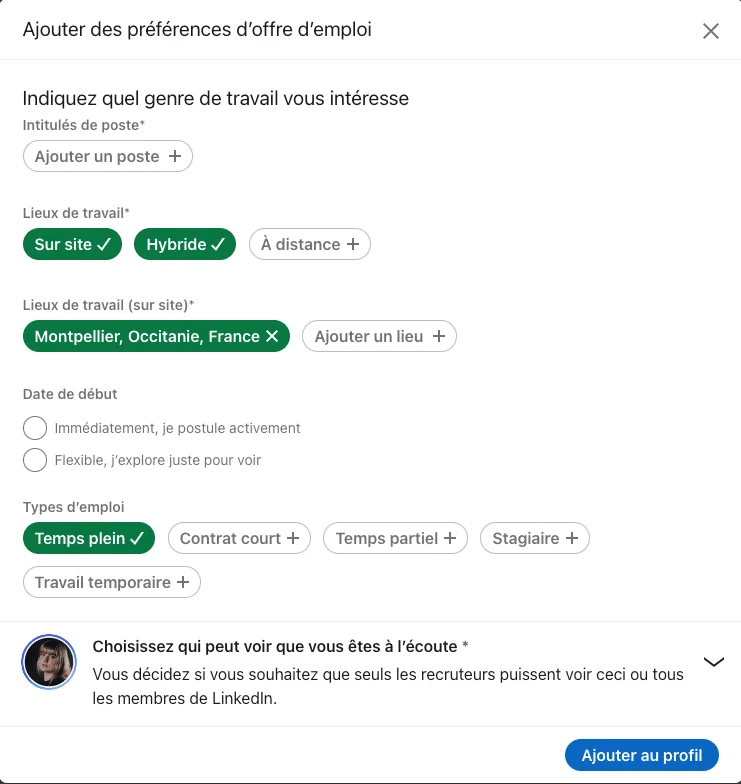 mettre open to work LinkedIn