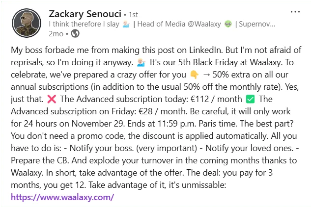 LinkedIn post formatting