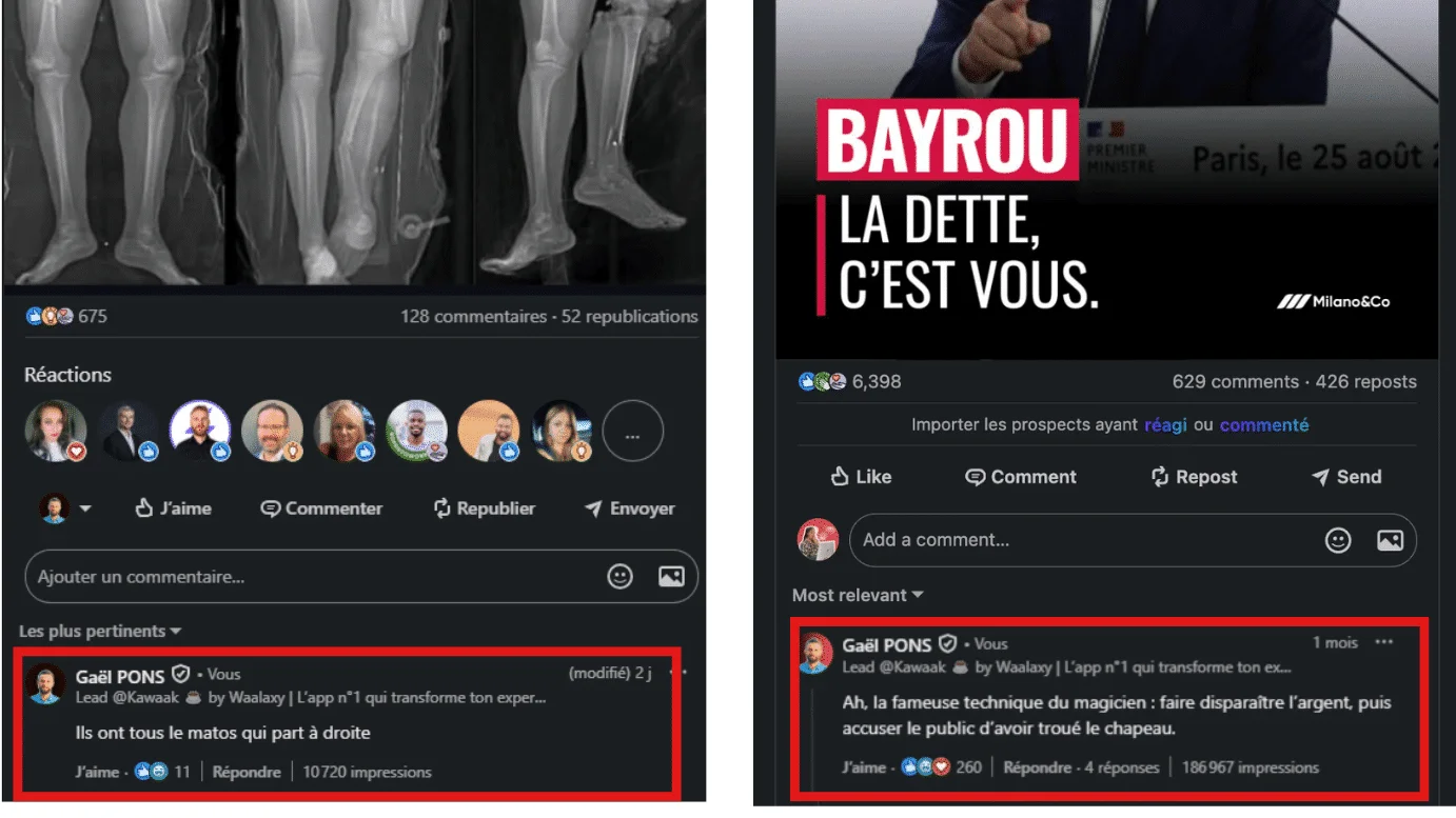 Kawaak - Performance des commentaires LinkedIn IA