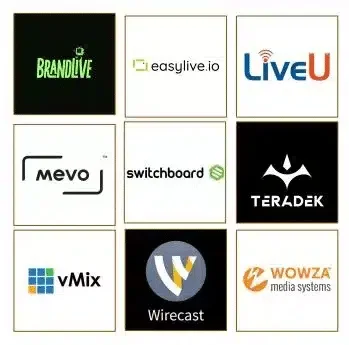 Logos de plateformes de streaming et de diffusion vidéo.