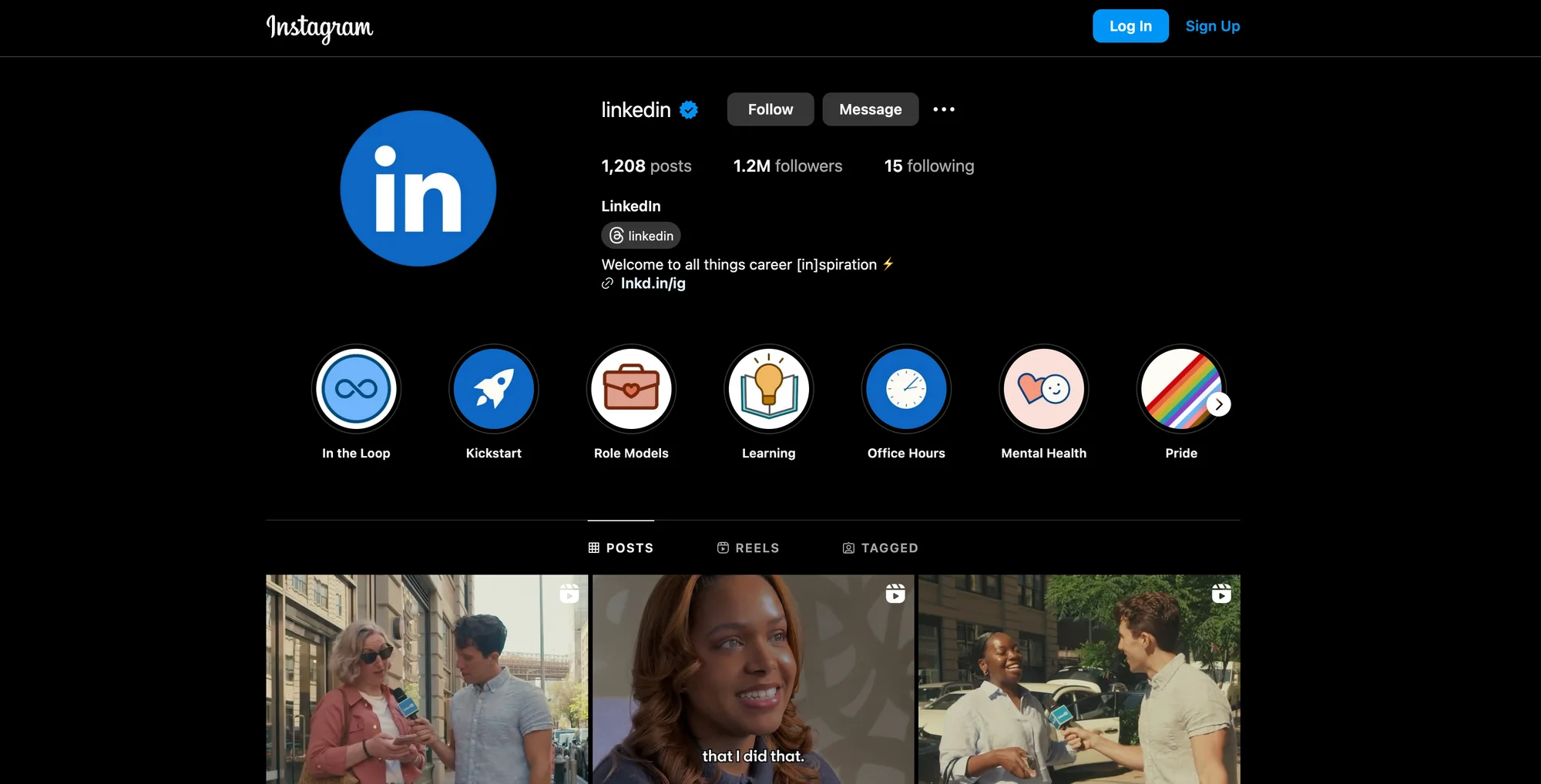 Contact LinkedIn on Instagram
