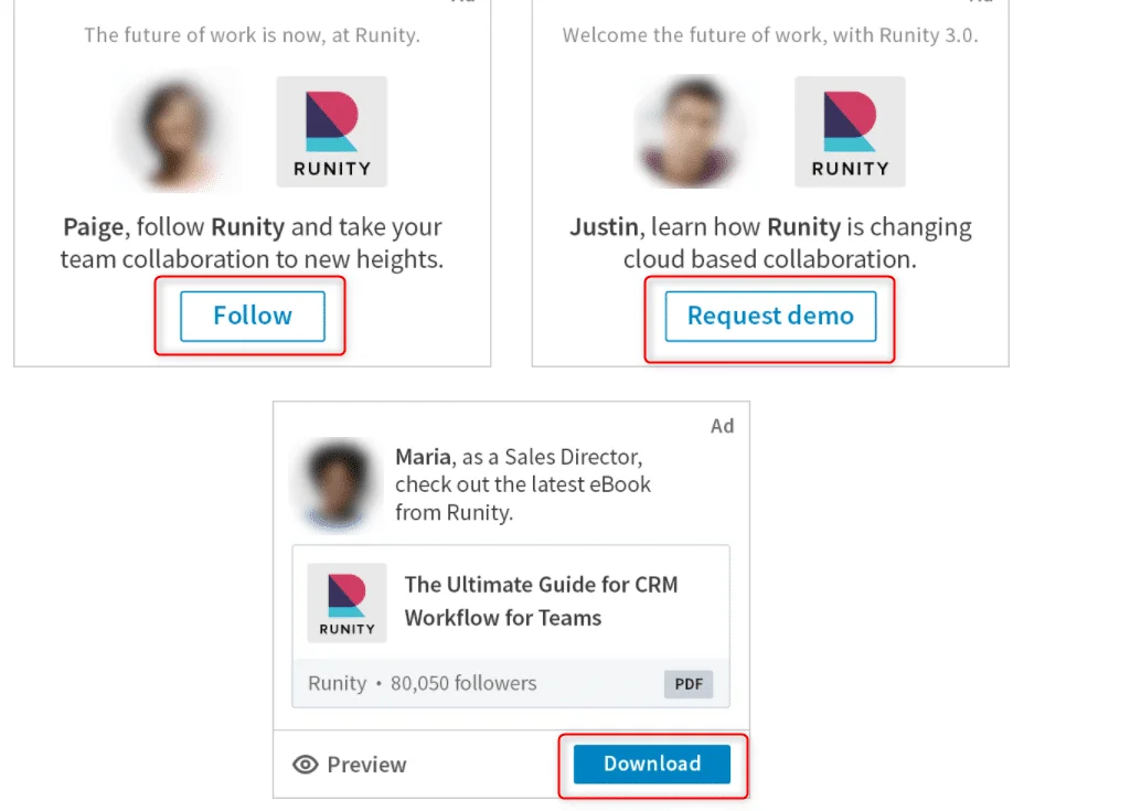 linkedin ads format