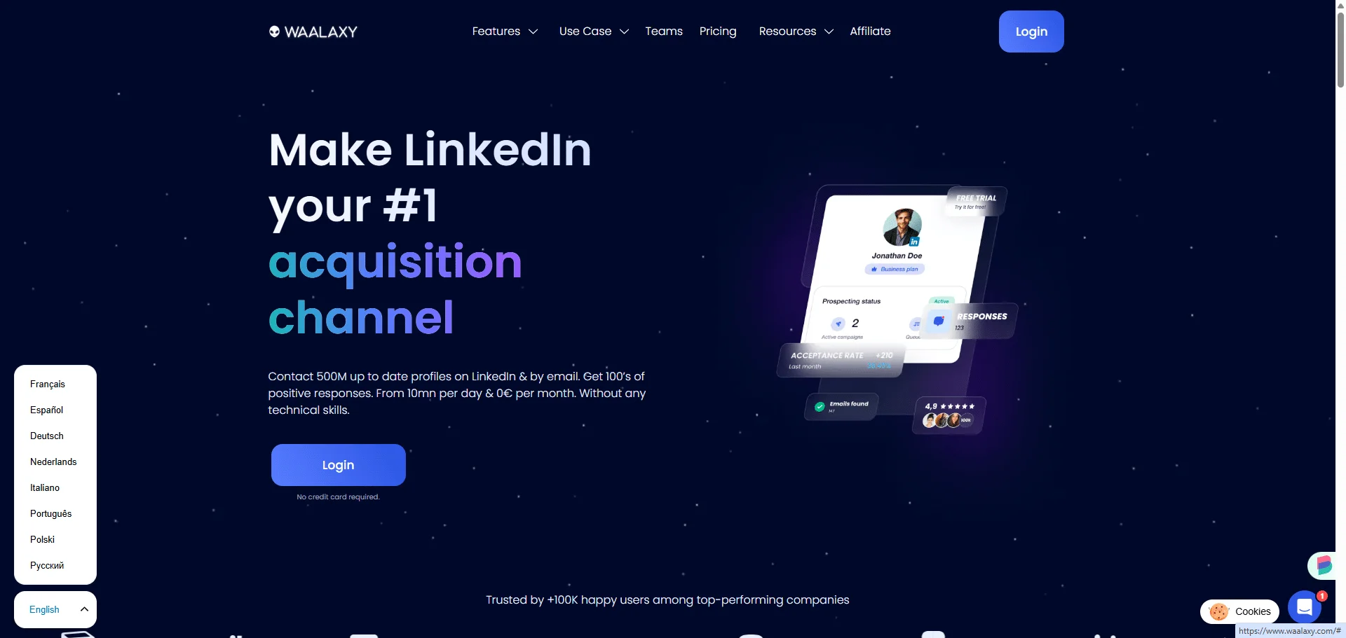 Plateforme Waalaxy prospection LinkedIn automatisée