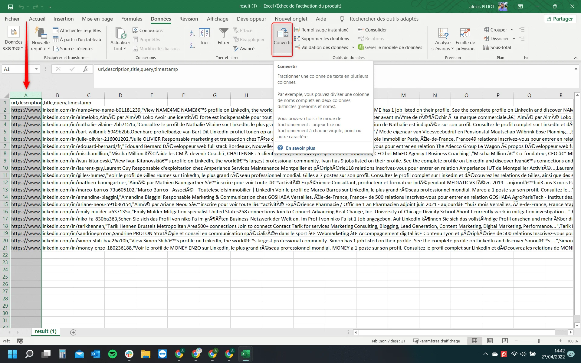 convert data on Google sheet