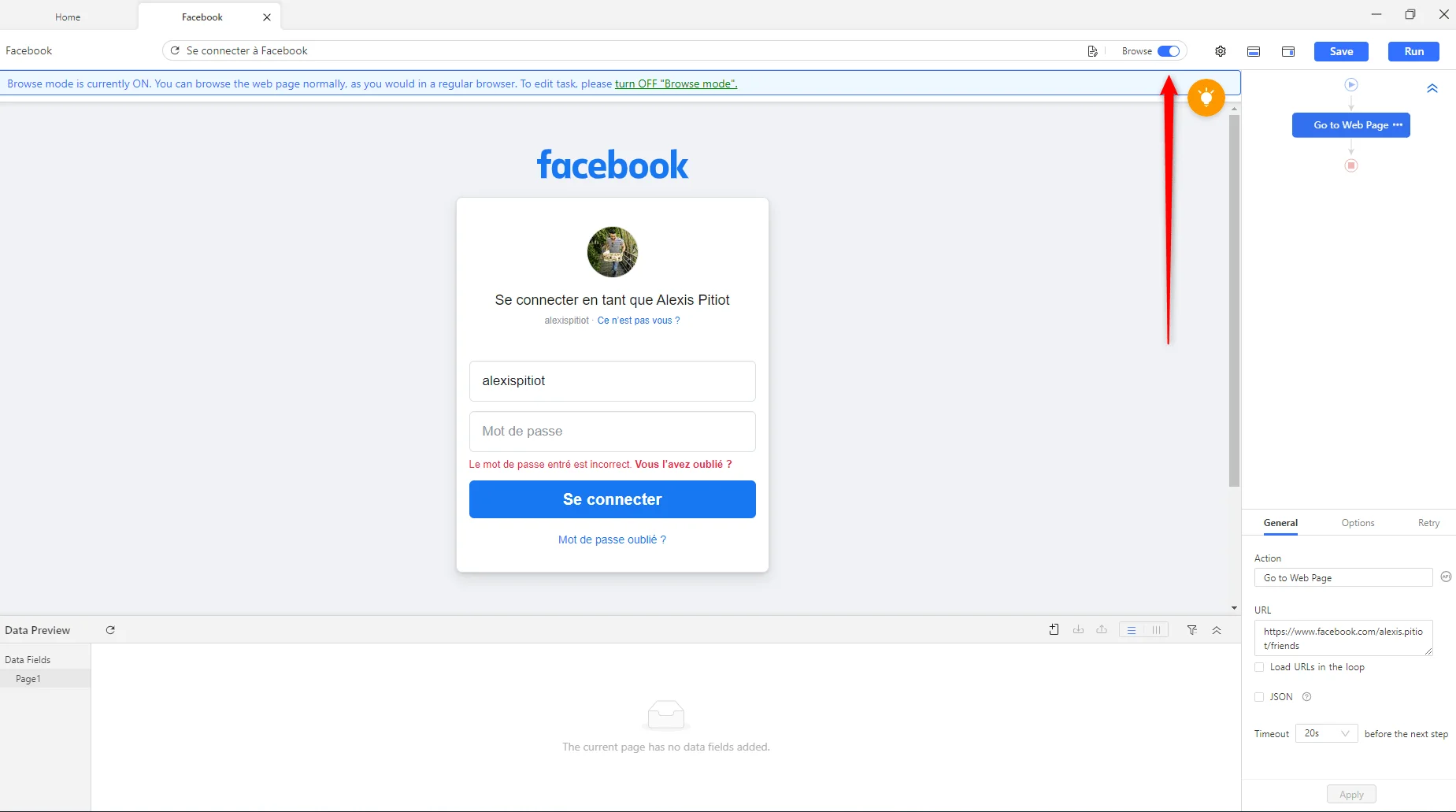 browse button