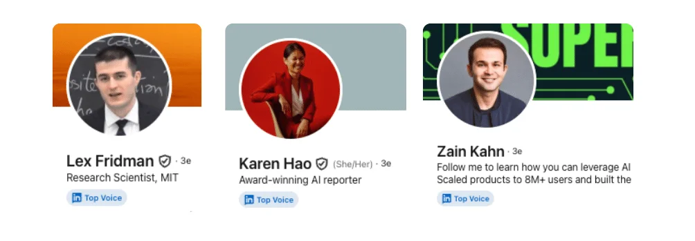 LinkedIn AI Top-Stimmen, denen man folgen sollte.