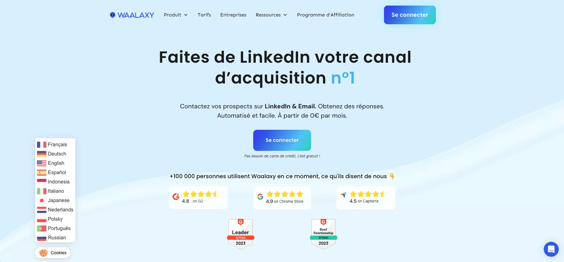 Waalaxy et ses fonctionnalités IA pour automatiser votre prospection sur LinkedIn.