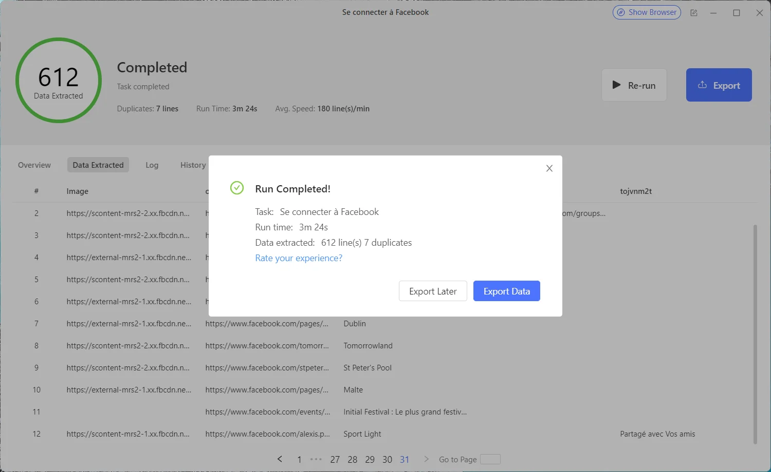Finalización del proceso de descargar y creación del archivo CSV