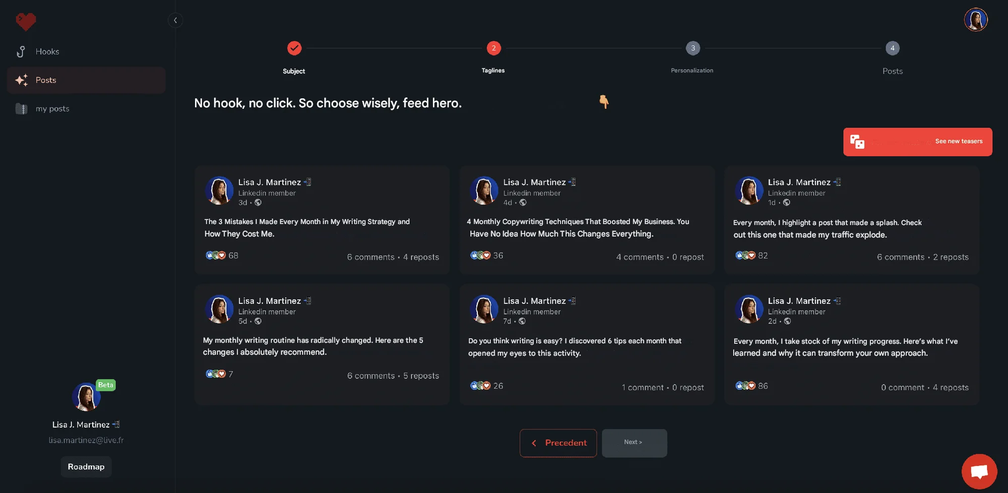 Stratégie contenu LinkedIn posts feed