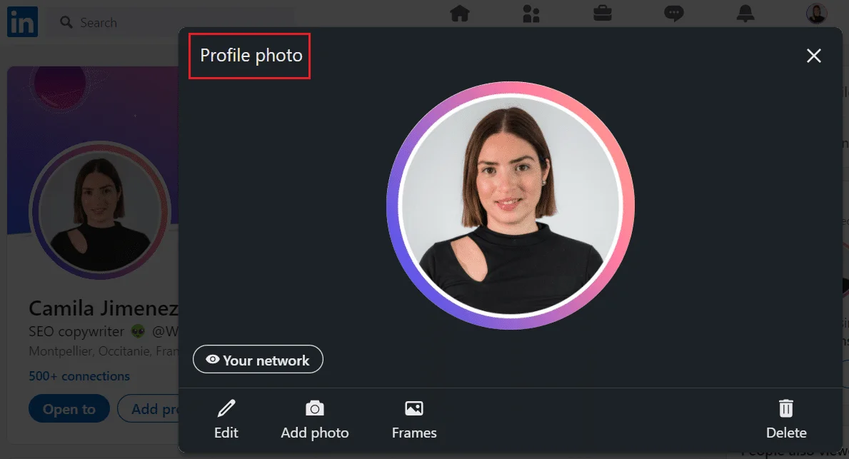 Profil LinkedIn Camila Jimenez photo