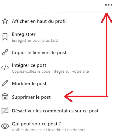 Supprimer un post sur LinkedIn