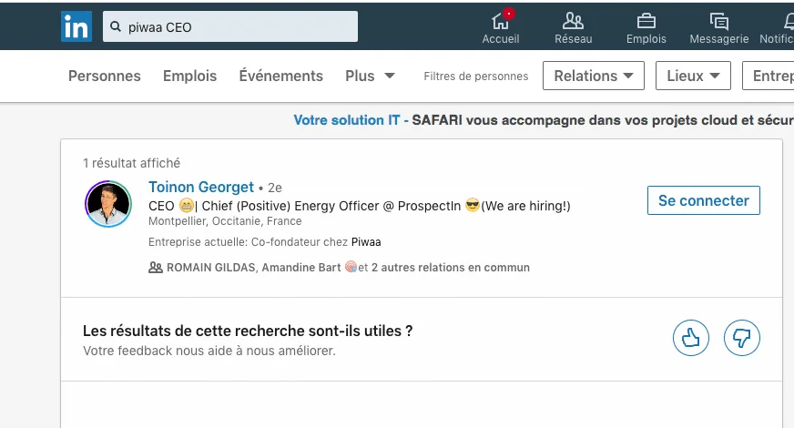 Búsqueda de personas en LinkedIn con los filtros de búsqueda