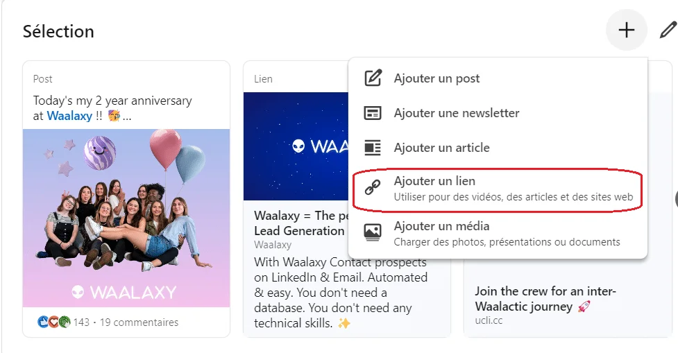 ajouter un lien portfolio