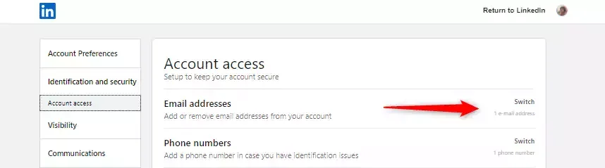 change email address linkedin