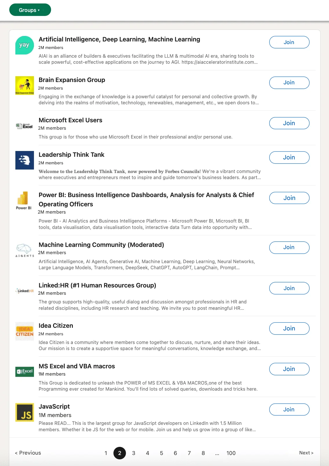 Pesquisa avançada do LinkedIn por grupos