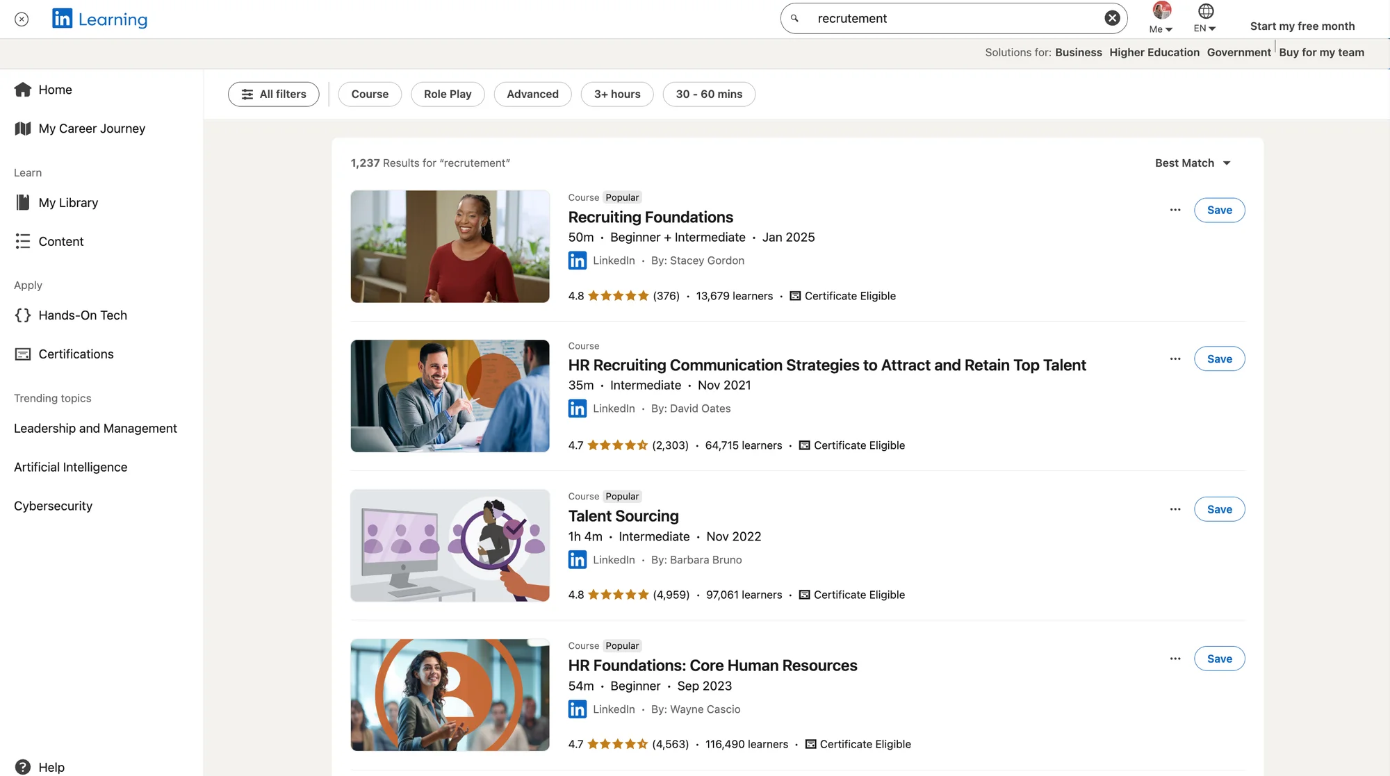 recruitment LinkedIn certification