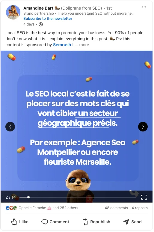 Example of a LinkedIn carousel built from a multi-page document