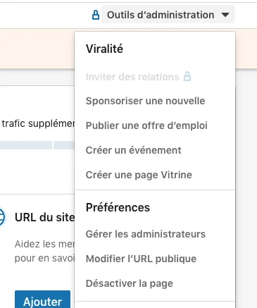 Outils administration Facebook page