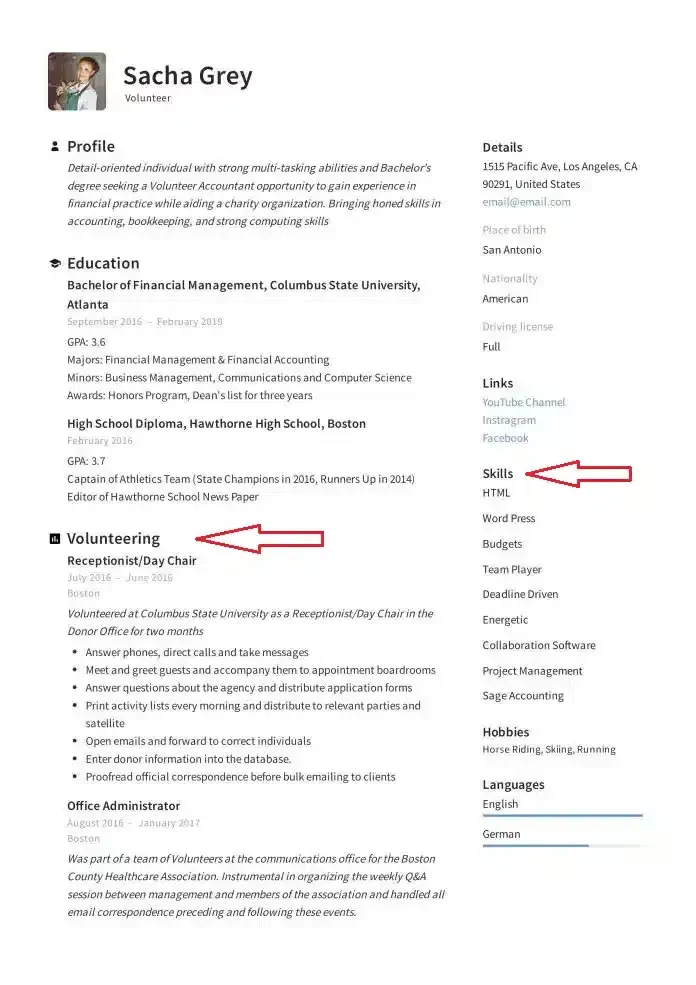 Sacha Grey volunteer resume profile